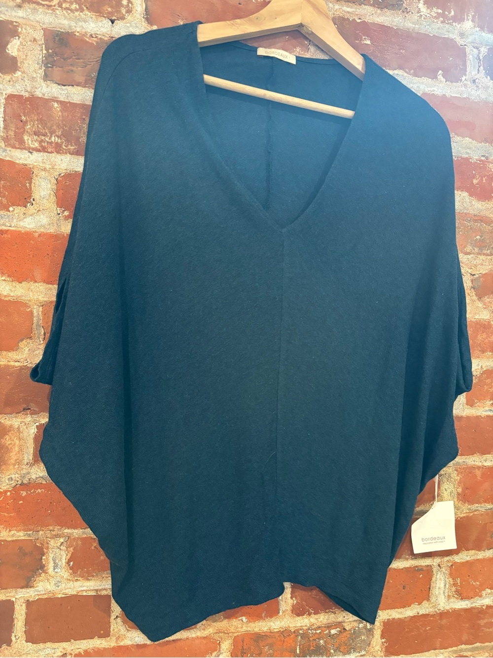 Bordeaux Teal V-Neck Poncho Sweater